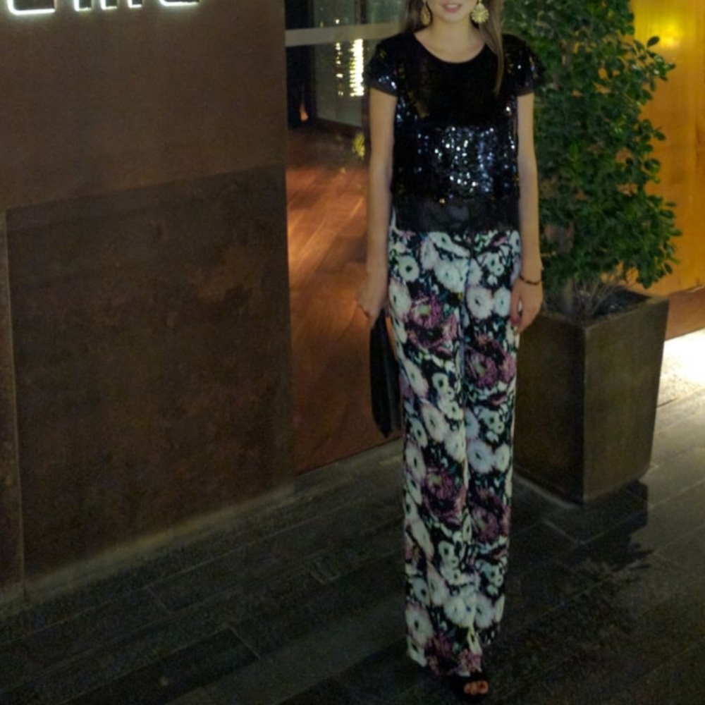 BCBGMAXAZRIA Black Joanna Sequin Top
